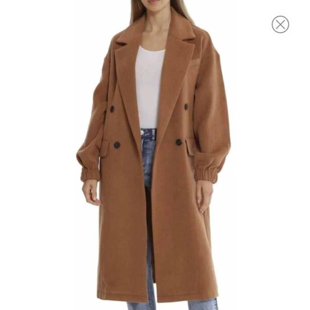 Avec les filles Caramel wool blend oversized walking coat size small New